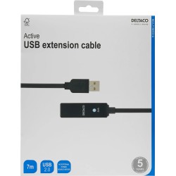 DELTACO PRIME USB 2.0 extension cable, active , Type A male - Type A female, black