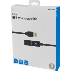 DELTACO PRIME USB 2.0 extension cable, active , Type A male - Type A female, black