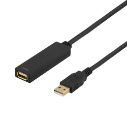 PRIME USB 2.0 pikenduskaabel, aktiivne, tüüp A isane - tüüp A emane, must