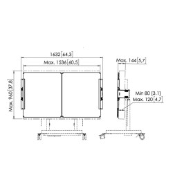 RISE whiteboard set for RISE motorized trolley or floor stand