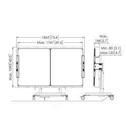 RISE whiteboard set for RISE motorized trolley or floor stand
